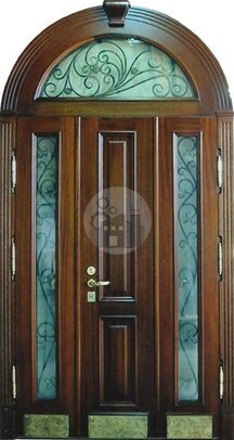 дверь арочная двустворчатая с боковыми вставками-ДВ-1754